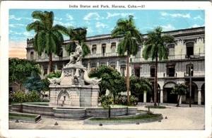 HAVANNA, KUBA - INDIEN STATUE & PARK - 1928 - ALTE POSTKARTE - Bild 1 von 2
