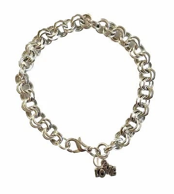 Chainmaille 2 в 2 браслет с любовью подвеска. Анодированный алюминий. 8 дюймов Подарок. - Изображение 1 из 3