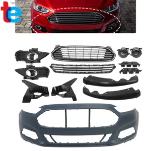 Front Bumper Cover & Grill W/ Fog Light Covers For 2013-2016 Ford Fusion - Picture 1 of 19