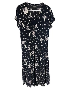 Vintage Nostalgia Ditzy Floral Maxi Dress Y2K Punk Grunge 90s Witchy Goth Large - Picture 1 of 7