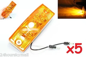 (5) Amber 6" Rectangular Rectangle LED Light Clearace Side Marker Truck Trailer - Bild 1 von 6