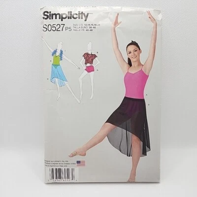 Simplicity 0527 Misses Knit Dancewear Leotard Shorts Crop Top Size 12-20 Uncut  - Image 1 of 4