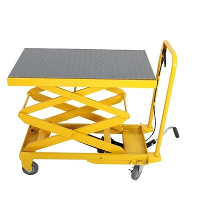 Double Scissor Hydraulic Lift Table Cart 500 lbs Manual  Lift Table 50" - Image 1 of 4