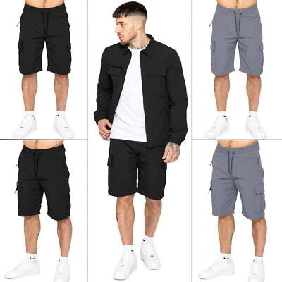 Enzo Mens Cargo Shorts Elasticated Waist Summer Casual Lightweight Half Pants - Image 1 of 2