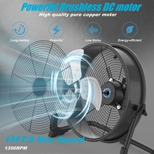 T-SUN Portable Battery Operated Floor Standing Fan 12" For Home Office Camp UK - Picture 1 of 8