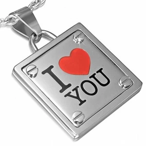 Colgante Tag Monograma Corazón i Love You de Acero Inoxidable 3 Tonos - Imagen 1 de 1