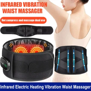 Infrared Light Heating Vibration Lumbar Back Massager Support Brace Waist Belt - Picture 1 of 24
