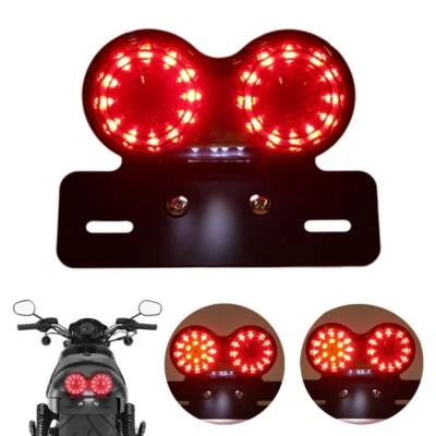 Motorcycle LED Dual Twin Brake Tail Turn signal License Plate Integrated Light - Image 1 of 4