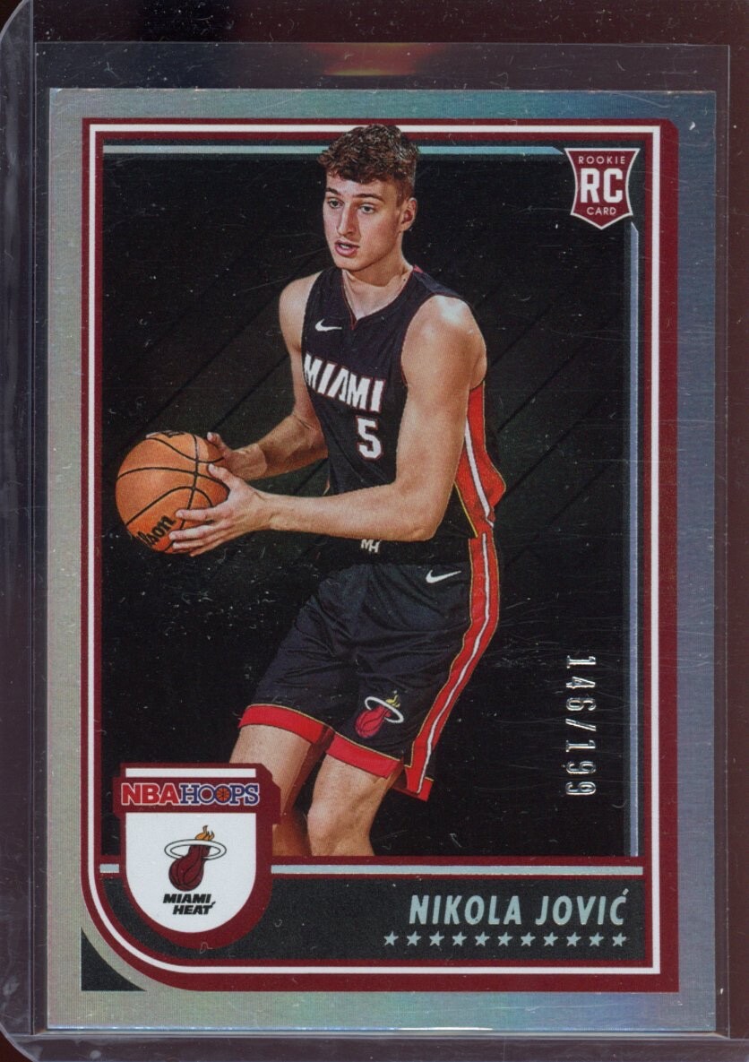 2022-23 NBA Hoops Nikola Jovic Premium Silver Holo Rookie RC #256 146/199 Heat