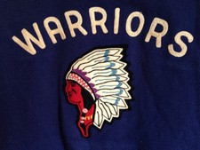 Warriors ~ 1975 Varsity Letterman Jacket ~ Red White & Blue ~ Sz M 38-40? ~ Guc