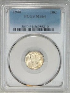 1944 P Mercury Dime PCGS MS64 colore rosa gelo PQ appena classificato nuovo supporto #A99B - Foto 1 di 4