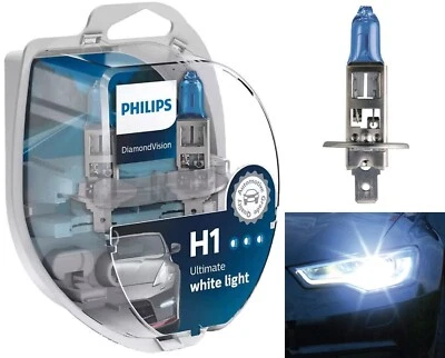 Philips Diamante Blanco 5000K H1 55W Dos Bombillas Cabezal Luz Luz Luz Alta Repuesto Foto 1 de 4