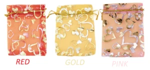 Borsa regalo organza rosso/oro/rosa borsa bomboniera matrimonio borsa gioielli dado 9x12 - Foto 1 di 7