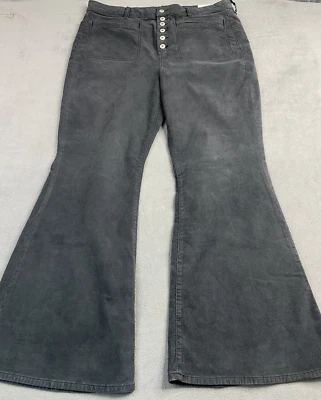 Брюки женские American Eagle 18 синие вельветовые супервысокая посадка на пуговицах расклешенные - Изображение 1 из 4