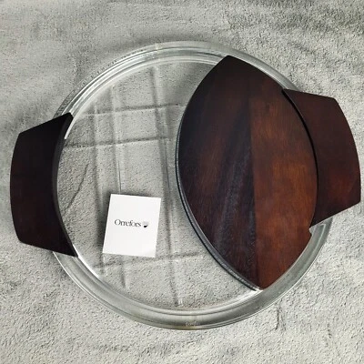 Plato de queso Orrefors Street Serveware cristal y madera elegante Kosta Suecia Foto 1 de 4