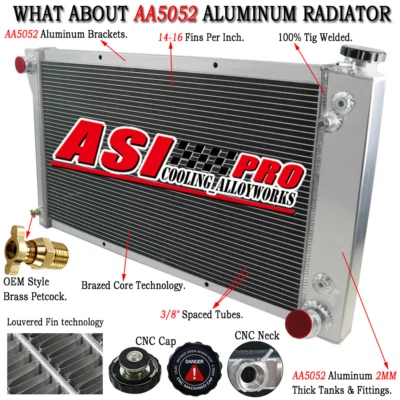 Aluminum 4 Row Radiator For 1967-72 Chevy C10 GMC C/K 10 20 30 1500 2500 Pickup Foto 1 de 4