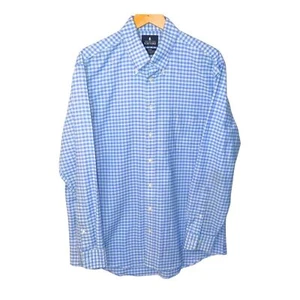Stafford Mens 16 1/2 Dress Shirt Blue White Long Sleeve Button Up Wrinkle Free - Picture 1 of 10