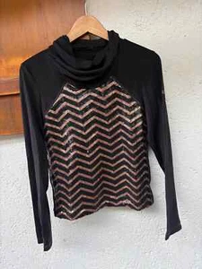 Airfield Rollkragen Pullover schwarz/bronze (Größe 36) top Zustand, Pailletten - Bild 1 von 6