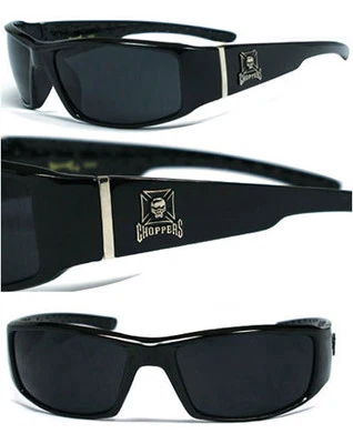 Nuevas gafas de sol Choppers Bikers para hombre marco negro lentes de humo - logotipo de calavera UV400 Foto 1 de 4
