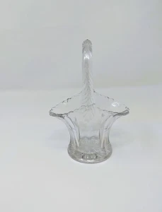 Clear Crystal Glass Vintage Bride's Flower Basket Vase - Picture 1 of 5