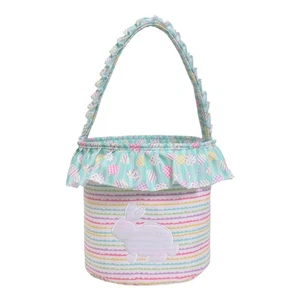 Fabric Woven Easters Basket Intricate Lace Spring Home Organization Essential - Picture 1 of 8