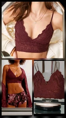 Sujetador elástico Free People Amina Longline S bralette forrado copas vino acai nuevo con etiquetas $38 Foto 1 de 4