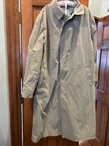 Burberry Trench Coat Mens Large Brown Tan Wool Liner Tartan Plaid London - Picture 1 of 23