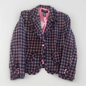 NWT Silkland Tweed Jacket Women’s Large Petite LP Pink Silk Blend Raw Hem Career - Picture 1 of 13