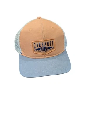 Boné Carhartt lona malha traseira remendo trabalhado Snapback chapéu caminhoneiro laranja cinza - Imagem 1 de 4