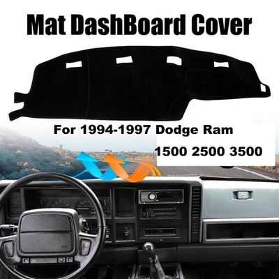 Cubierta de tablero alfombrilla cubierta de tablero apta 1994-1996 1997 Dodge Ram 1500 2500 3500 negro Foto 1 de 4