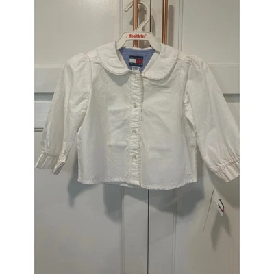 Tommy Hilfiger Bebé Niña Top 12-18 Meses Blanco Manga Larga Botón De Colección 2002 Nuevo Con Etiquetas Foto 1 de 4