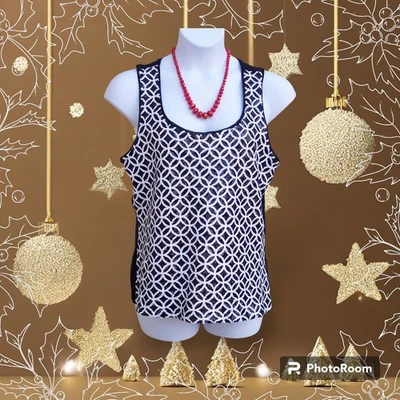 Blusa sin mangas WHBM con lentejuelas blancas y negras Cami talla XL VACACIONES NAVIDAD forrada delantera  Foto 1 de 4
