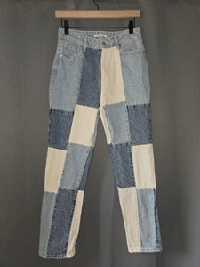 PacSun Women's Patch On Blue Mom Jeans High Rise 100% Cotton Size 26 - Picture 1 of 5