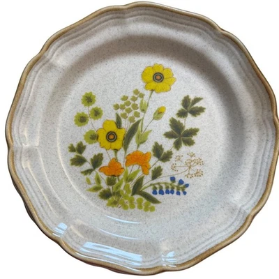 Mikasa Garden Club Fresh Floral Set of 4: READ! Vintage Japan Speckled Stonewear - Image 1 of 4