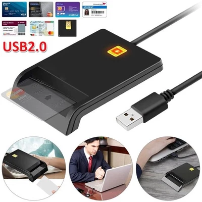 USB 2.0 Chipkartenleser Personalausweis Lesegerät Kartenleser für SIM ID Card DE - Bild 1 von 4