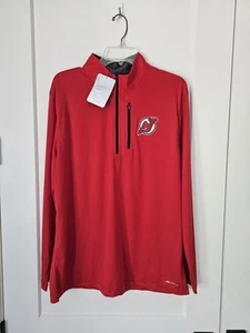 New Jersey Devils Majestic 1/4 Zip Cool Base Hockey Pullover Men Large Jersey - Picture 1 of 16