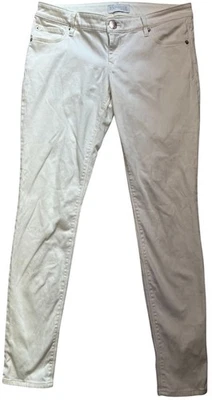 Pantalones de mezclilla ajustados rectos Express para mujer calce ajustado elásticos 8T blancos lavado claro Foto 1 de 4