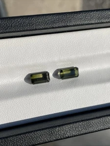 2pcs Lot 2.85ct t.w 8x4mm Baguette Natural Unheated Green Tourmaline From Africa - Bild 1 von 10