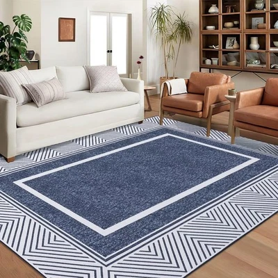 Alfombra de interior antideslizante moderna con bordes 8x10 alfombra lavable contemporánea... Foto 1 de 4