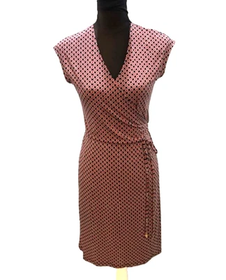 MICHAEL KORS Black & Red Geometric Stretch Jersey Wrap Dress SMALL NWT $120 - Image 1 of 4