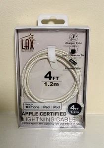 LAX Apple MFI-Certified Charge & Sync Lightning Cable 4ft cream color - Picture 1 of 1