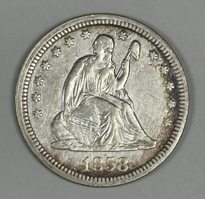 1858 Libertad sentada cuarto elección ¡Au! Foto 1 de 3