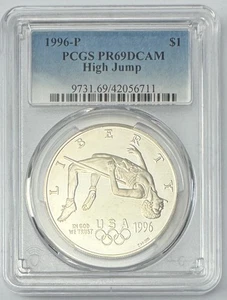 1996-P PCGS PR69 DCAM High Jump $1 Olympic Coin P281 - Picture 1 of 2