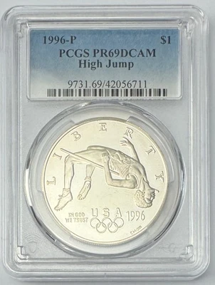 1996-P PCGS PR69 DCAM High Jump $1 Olympic Coin P281 - Image 1 of 2