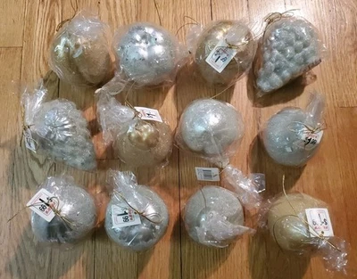 Lote de 12 velas de fruta decorativas con cuentas de plata y oro de colección años 90 acento navideño Foto 1 de 4