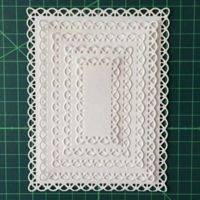 Nested Stitch Scallop Rectangle Cutting Dies DIY Etched Paper Card Scrapbooking - image 1 of 4