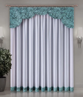 Gardine Meterware Vorhänge Fertiggardinen Schiebegardine Gardinen Set PETROL - Bild 1 von 4