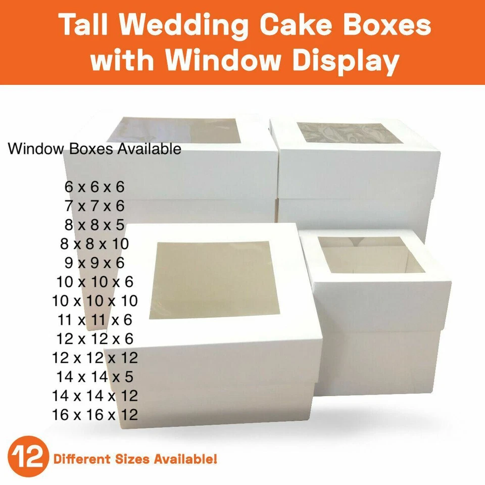 Cake Boxes Birthday Window Face Wedding Boxes 6,7,8,9,10,11,12,14 & 16 Inches - image 1 of 1