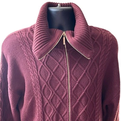 Marc New York Mujer XL Cárdigan Andrew Marc Cremallera Completa Relajado Cuello Alto Acogedor Foto 1 de 4