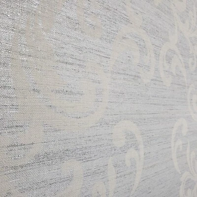 Texturizado Gris Damasco Plata Metálico Imitación Paño Texturas Papel Pintado Rollos 3D Foto 1 de 4